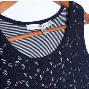 Max Studio Navy Stretch Crochet Lace Mini Dress